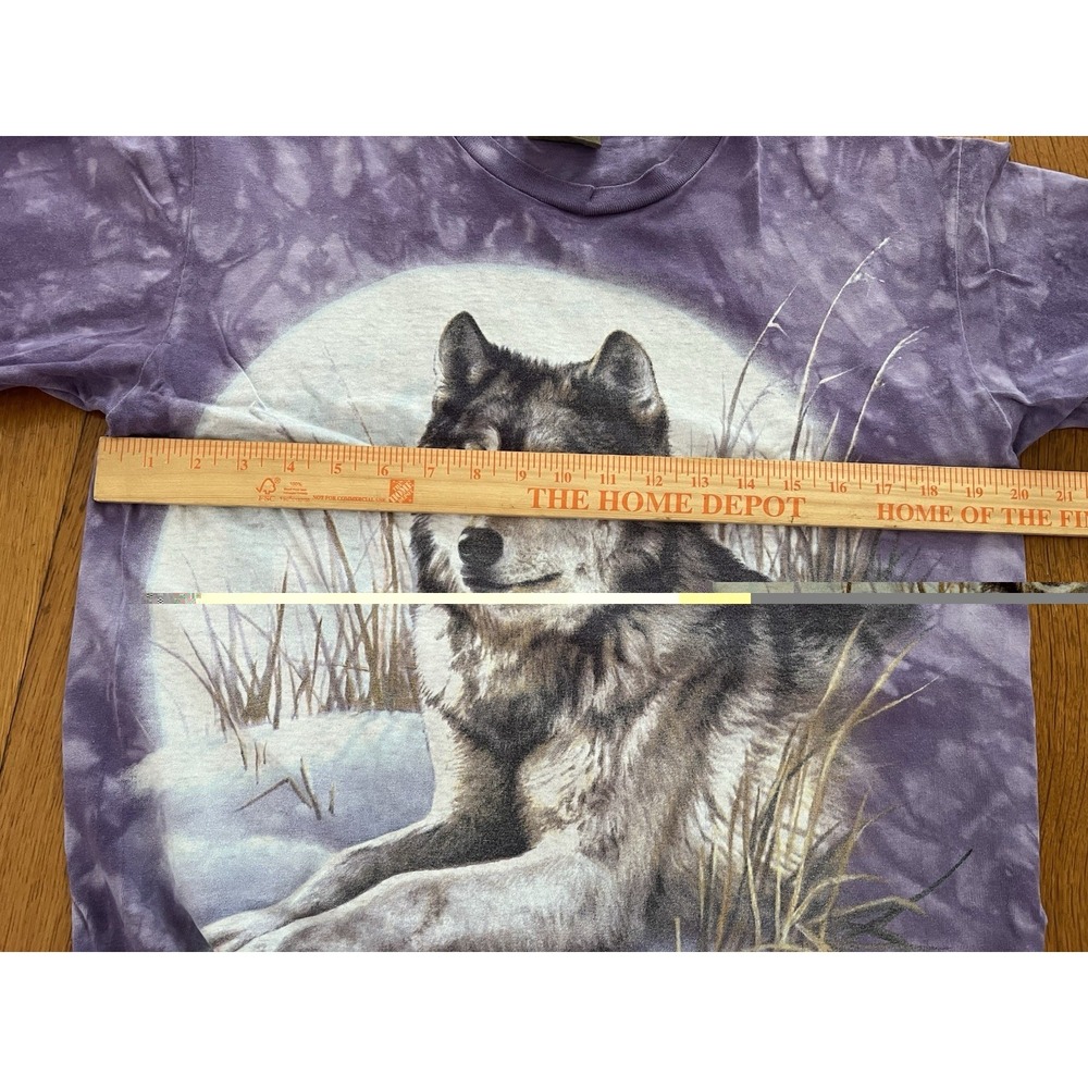 Vintage The Mountain Wolf Shirt Mens M Purple Tie Dye Animal Graphic 90s Tee - Picture 5 of 6